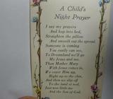 A Child's Night Prayer Verse Card-12cm Height x 7cm-UNUSED