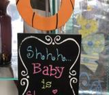 Wooden Baby Door Sign 27.5cm x 10.5cmH NEW