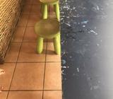 Homemade craft bench and stools