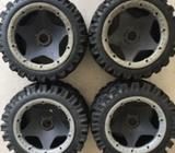 Hpi savage wheels! Upgraded but size awesome