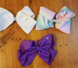 3 Large Jo Jo Bows - White, Purple & Unicorn