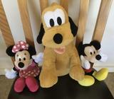 Mickey, Minnie and Pluto soft toys