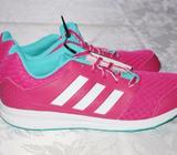 Girls Pink and Aqua Blue Adidas Shoes - Brand New