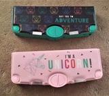 2 x Pencil cases with ruler, tape, scissor in excellent condition