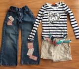 Girls clothes 3 items long sleeve top , pants, shorts size 6