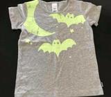 NWOT Bonds size 4 Grey with glow in dark bats Print Tshirt tee