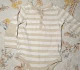 White and beige striped cotton baby suit size 00