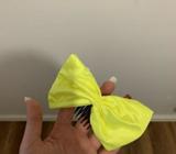 fluorescent yellow skirt, scarf & bow