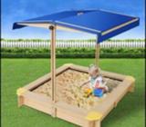 Sandpit with adjustable canopy