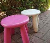 Pink and white kids stools