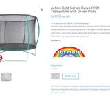 Action gold series curved 10ft trampoline with green pads