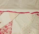 Girl Bedroom Bunting Pink White Flags - Party