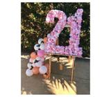 21st Flower Wall Numbers With Balloon Garland Party Decor