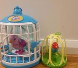 Toy bird in cage x 2