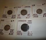 New zealand canada,Gb coins collection 5 coins sale thelot NZ 1933 6d